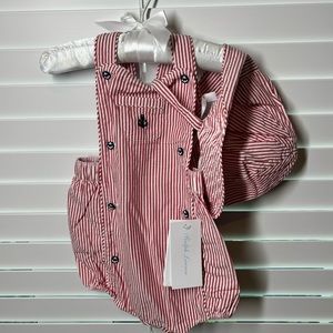 Ralph Lauren baby Romper Seersucker red white size 6 Months
